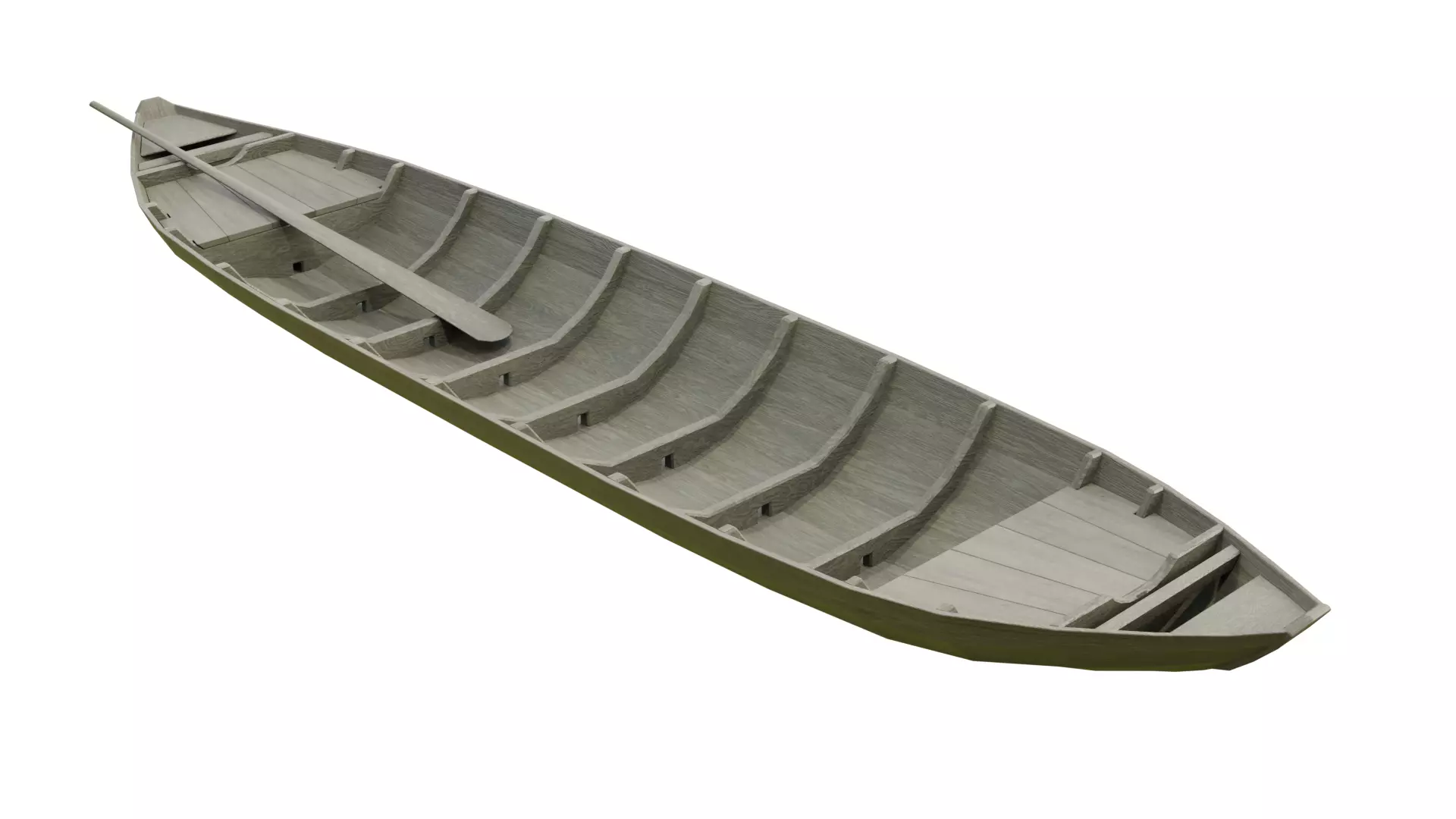 Wooden Boat Low-poly 3D model_0