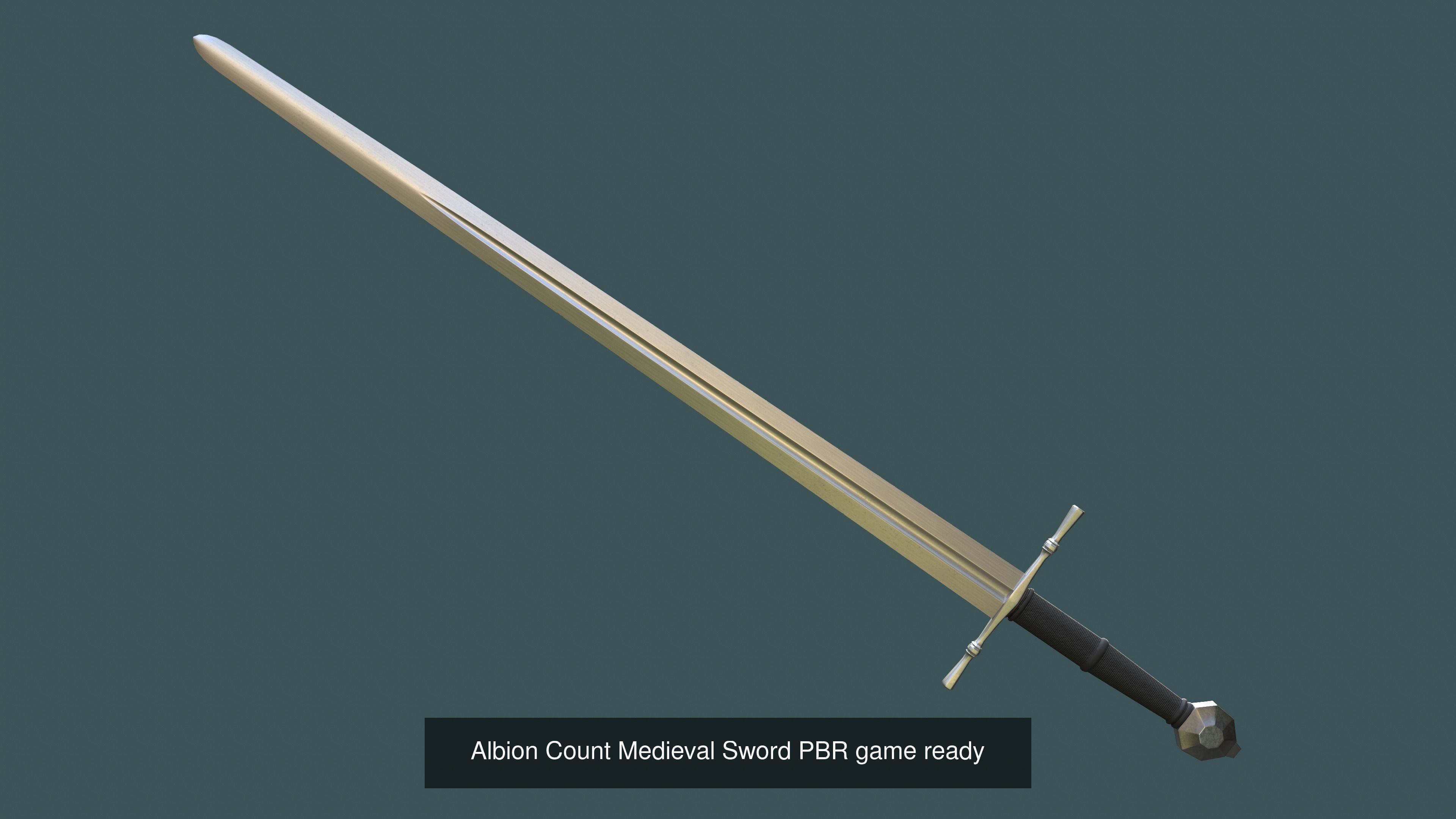 Albion Medieval Swords PBR game ready Low-poly 3D Model Collection_4