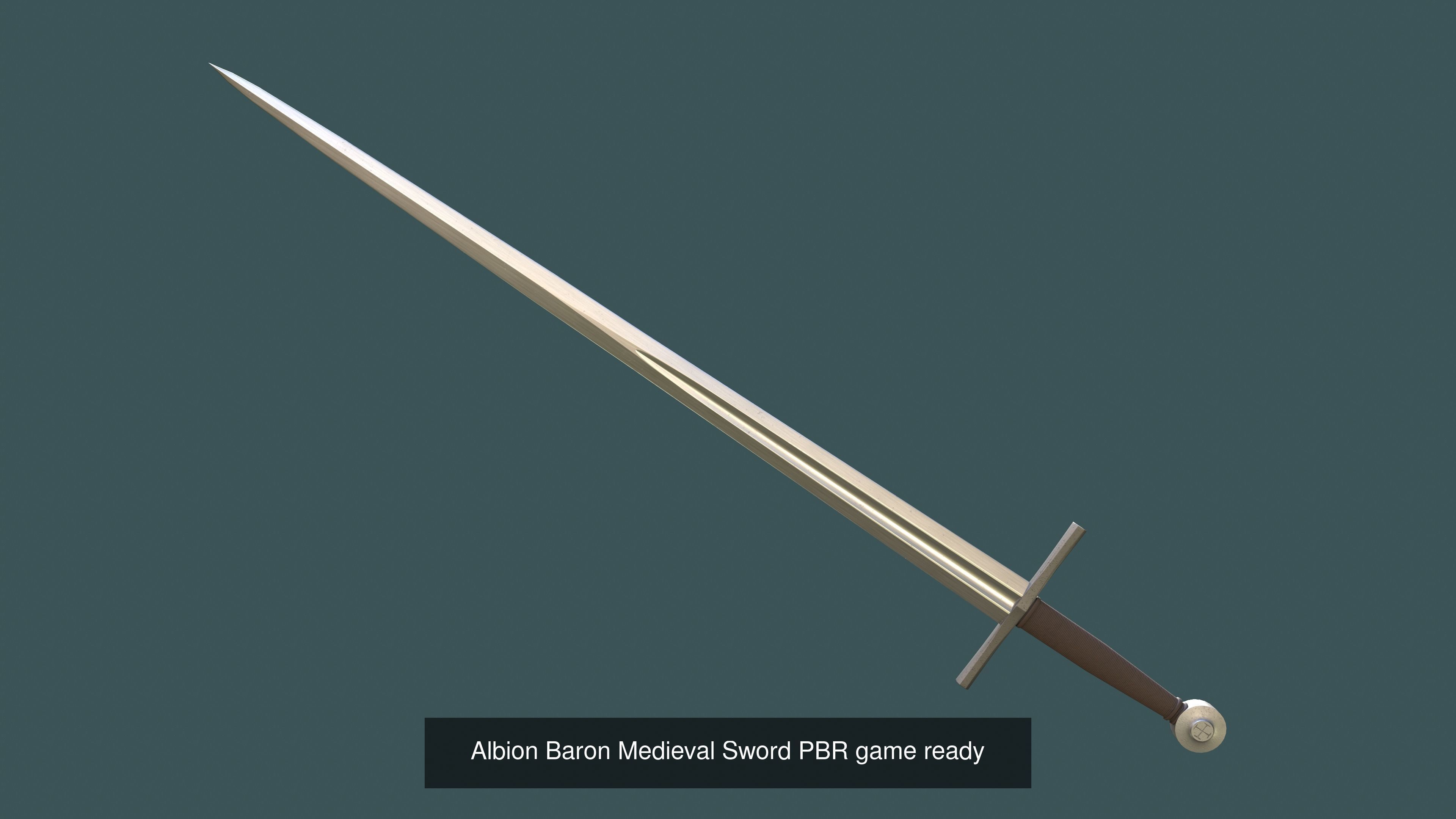 Albion Medieval Swords PBR game ready Low-poly 3D Model Collection_3