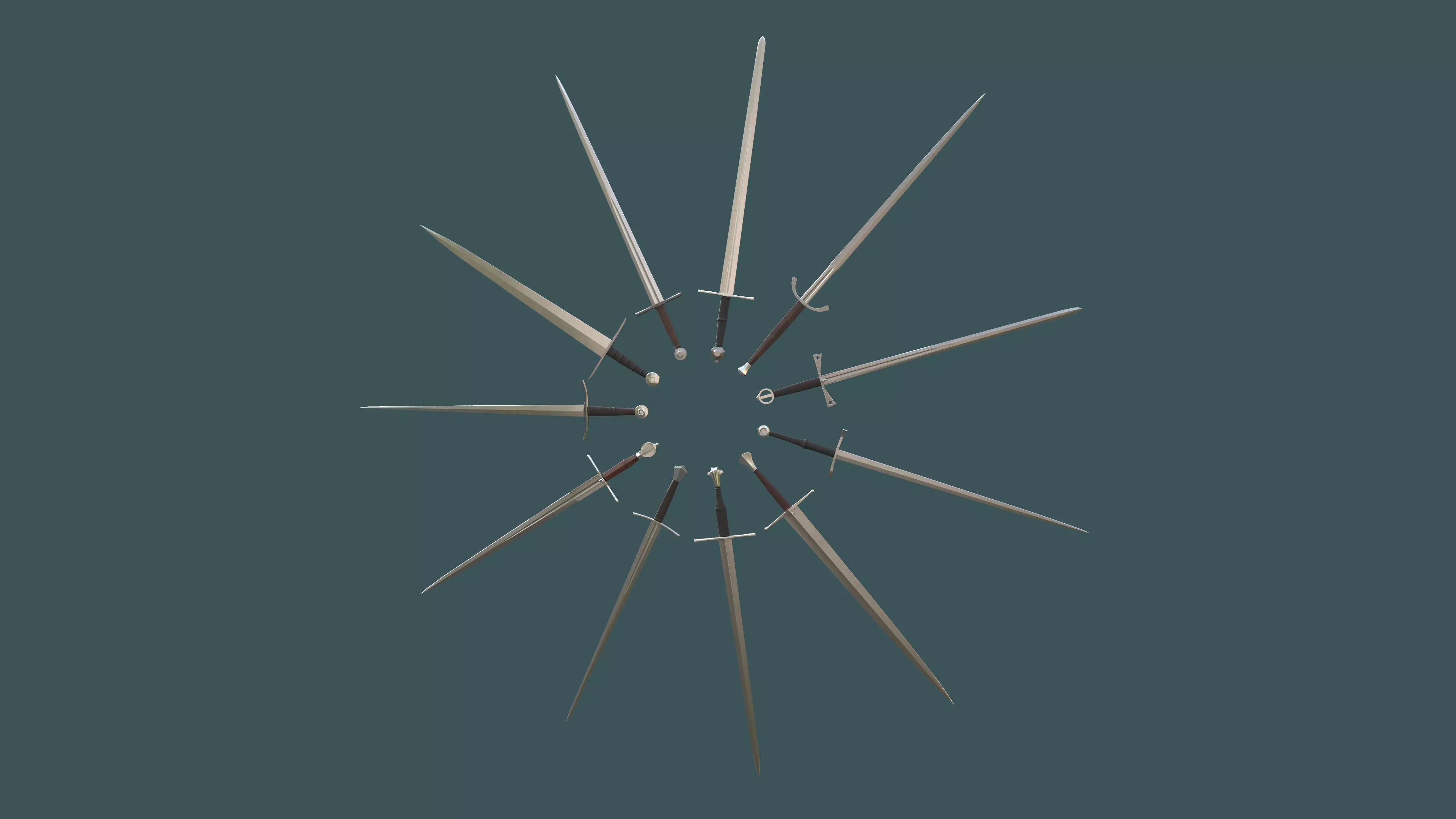 Albion Medieval Swords PBR game ready Low-poly 3D Model Collection_0