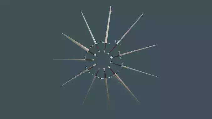 Albion Medieval Swords PBR game ready Low-poly 3D Model Collection