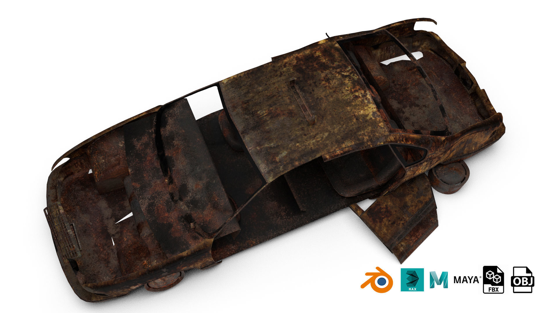 abandoned cars destroyed vehicles 3D model_1