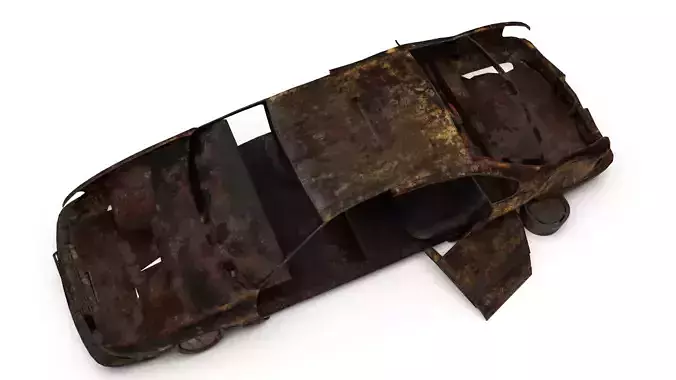 abandoned cars destroyed vehicles 3D model