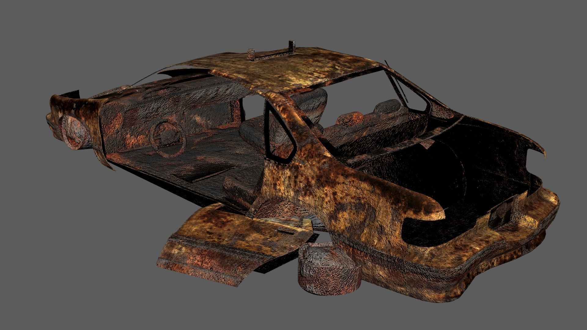 abandoned cars destroyed vehicles 3D model_3