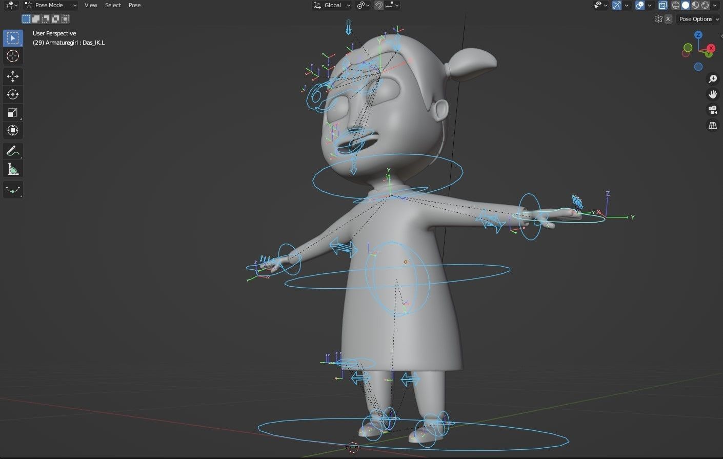 cartoon character girl by rig ready for animate Low-poly 3D model_5
