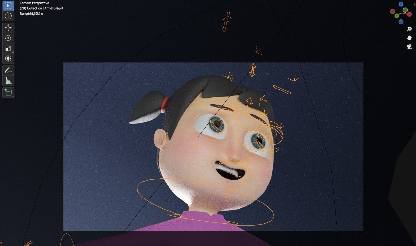 cartoon character girl by rig ready for animate Low-poly 3D model_4