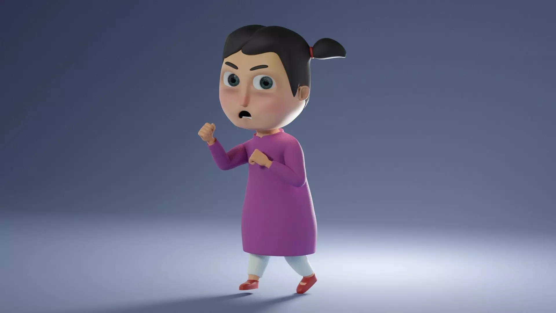 cartoon character girl by rig ready for animate Low-poly 3D model_0