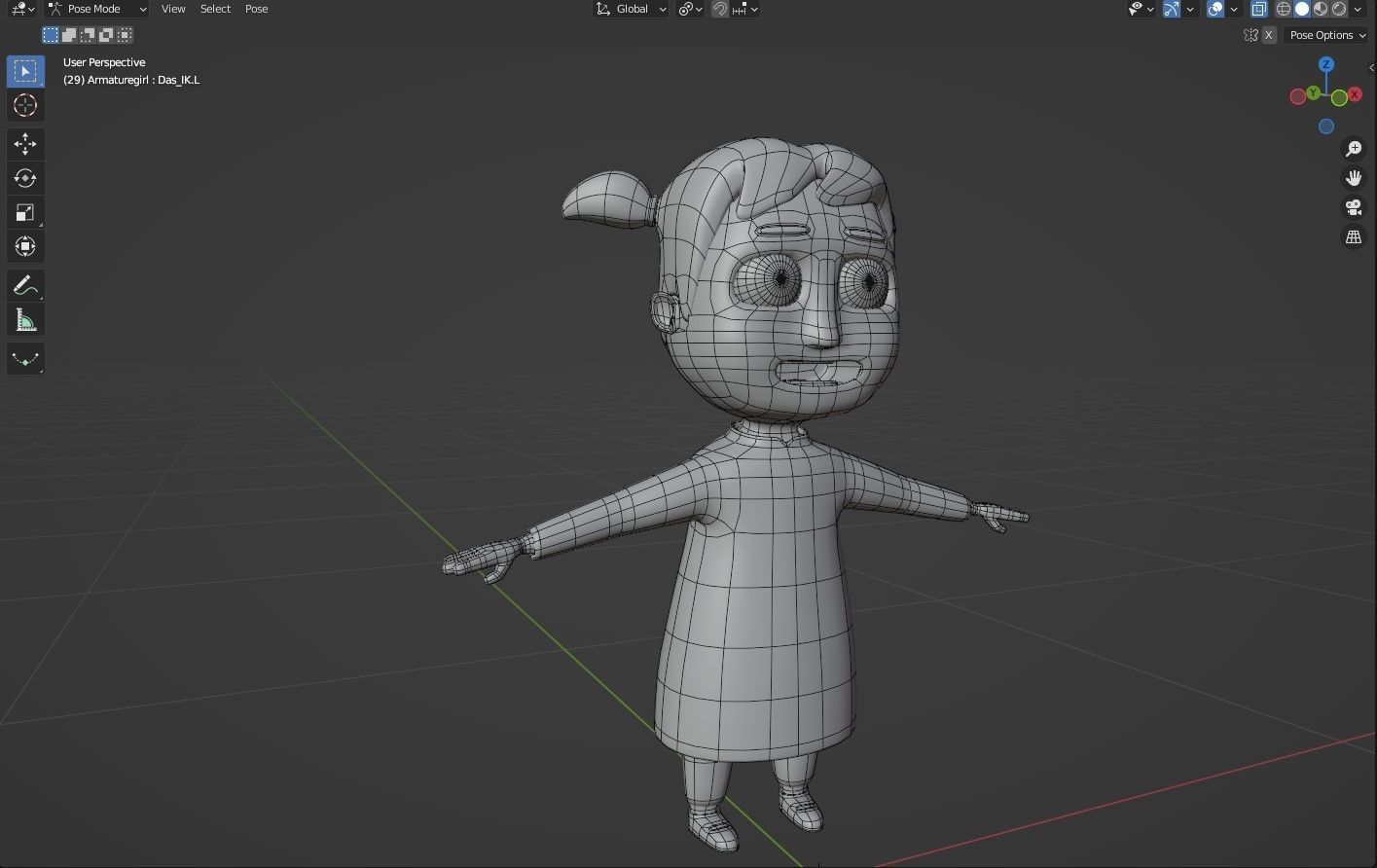 cartoon character girl by rig ready for animate Low-poly 3D model_7