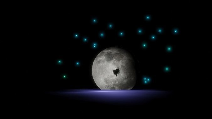 Island Floating through a Moonlit Sky  3D model