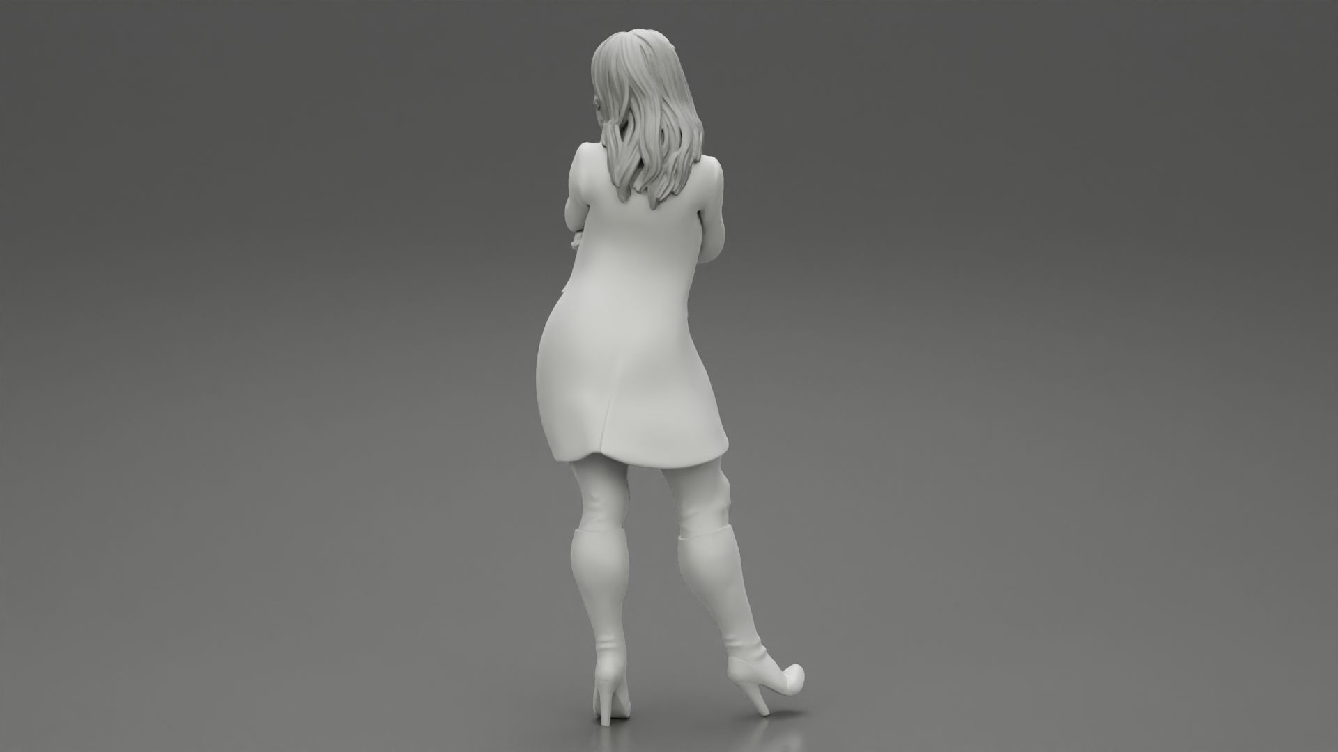 Young woman in coat posing on the street 3D print model_7