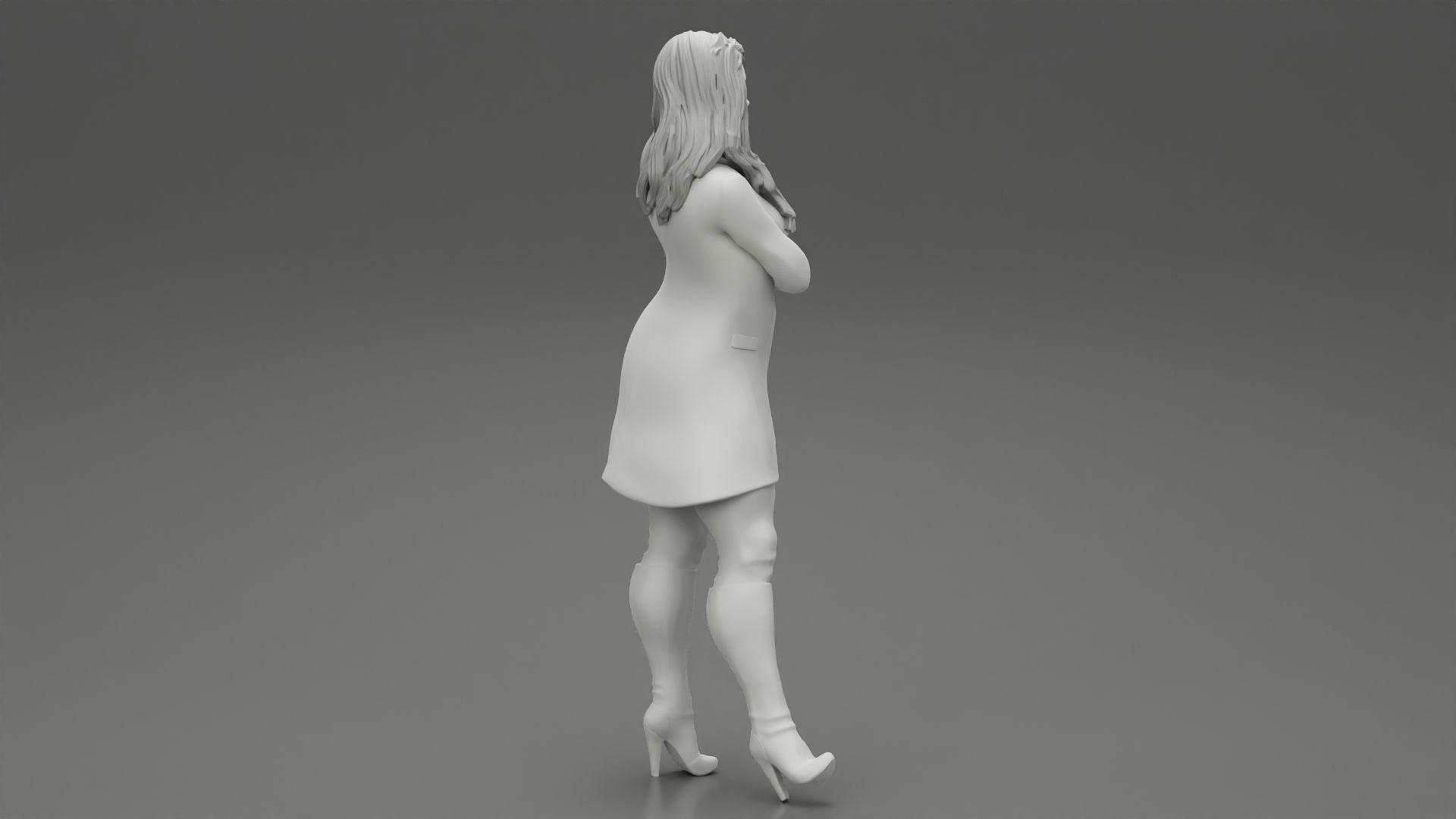 Young woman in coat posing on the street 3D print model_5