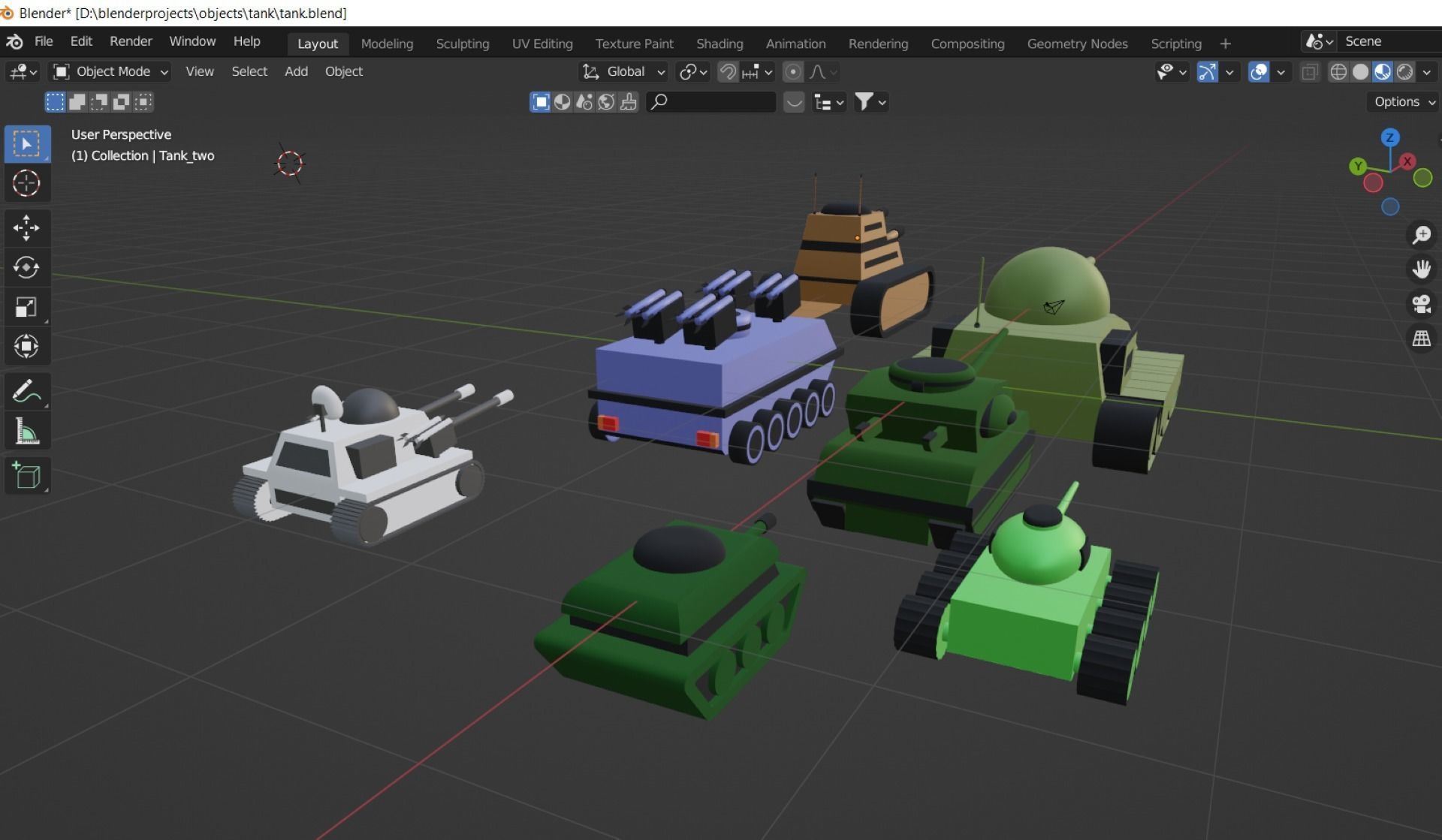 Toy tanks and rocket launcher not rigged 3D model_4