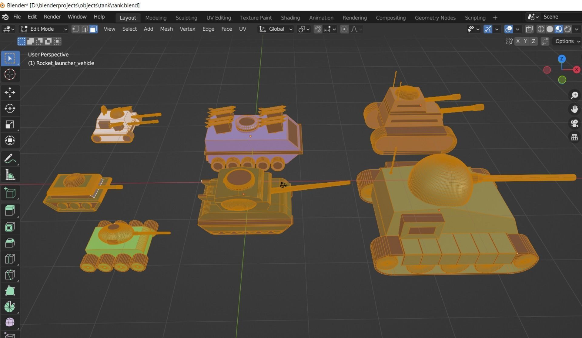 Toy tanks and rocket launcher not rigged 3D model_6