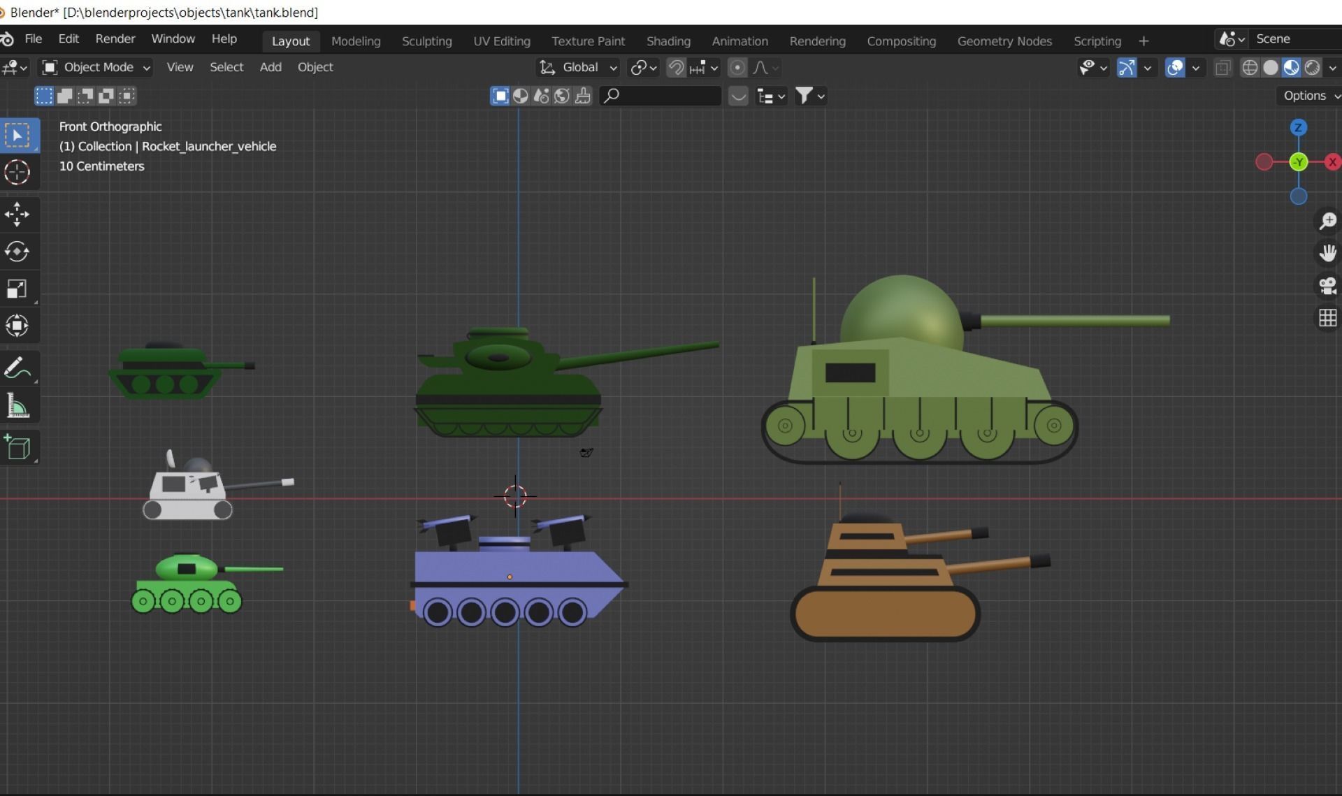 Toy tanks and rocket launcher not rigged 3D model_2
