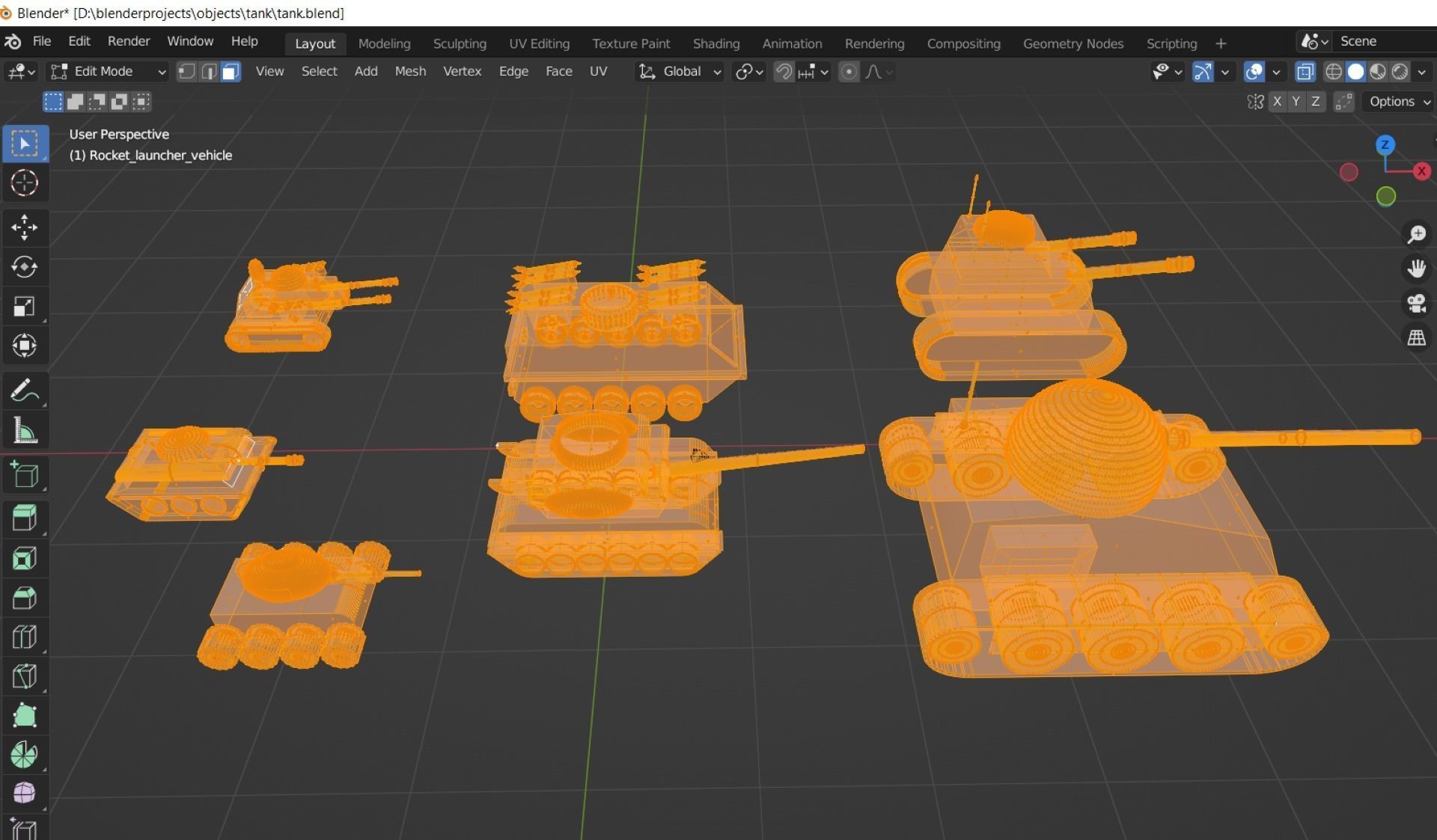 Toy tanks and rocket launcher not rigged 3D model_8