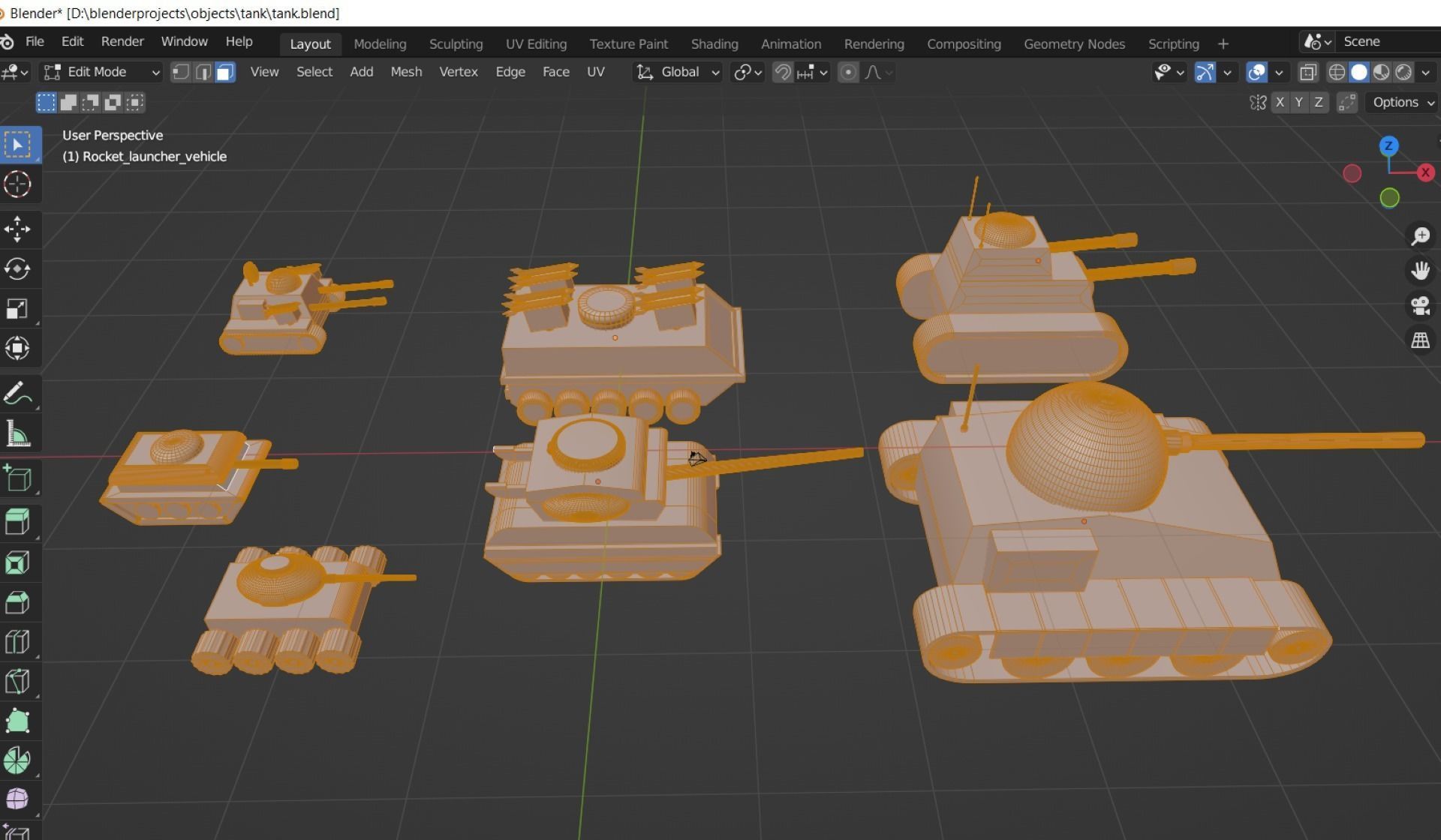 Toy tanks and rocket launcher not rigged 3D model_7