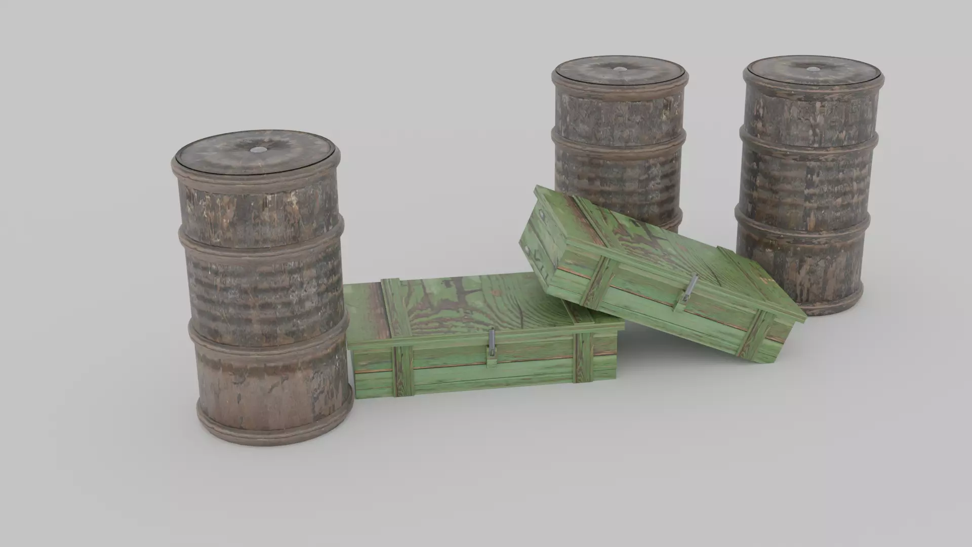 barrels and boxes 3D model