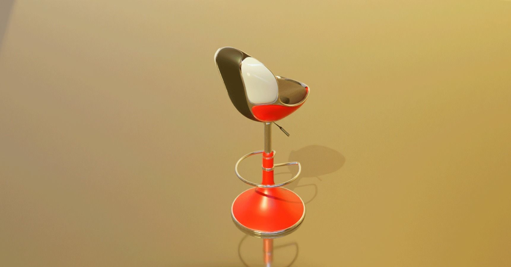 Bar stool retro 3D model_15