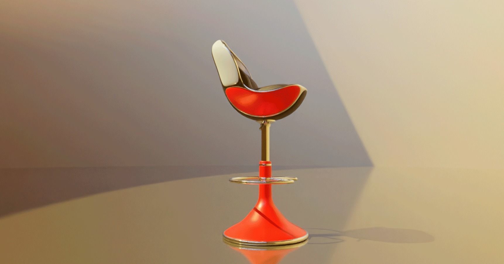 Bar stool retro 3D model_14