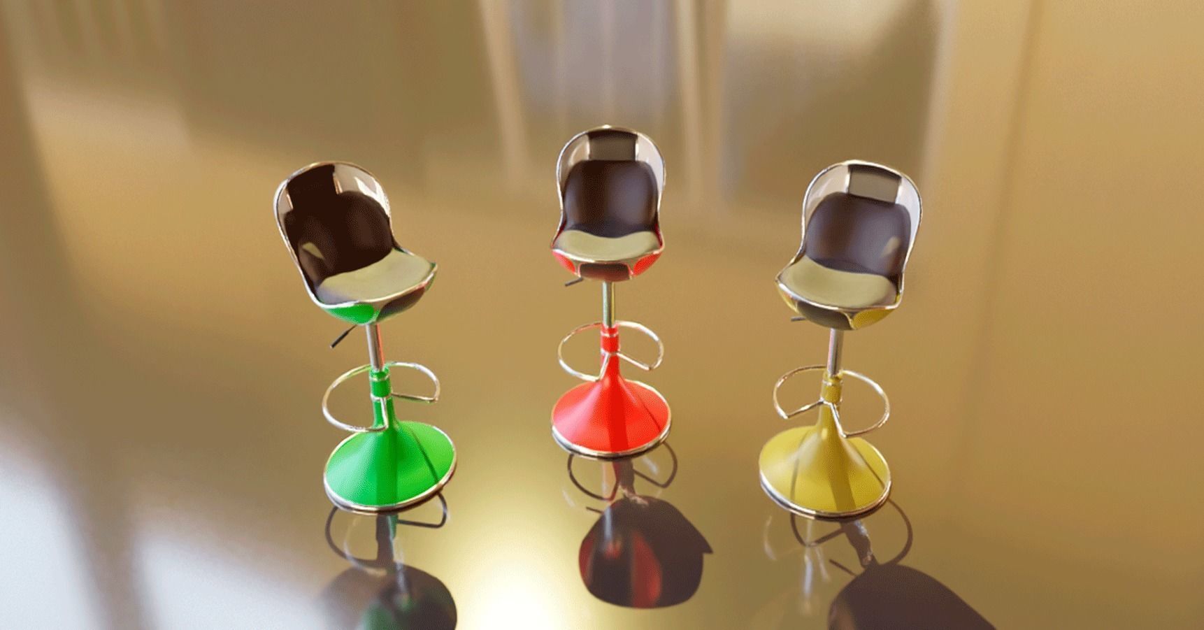 Bar stool retro 3D model_0