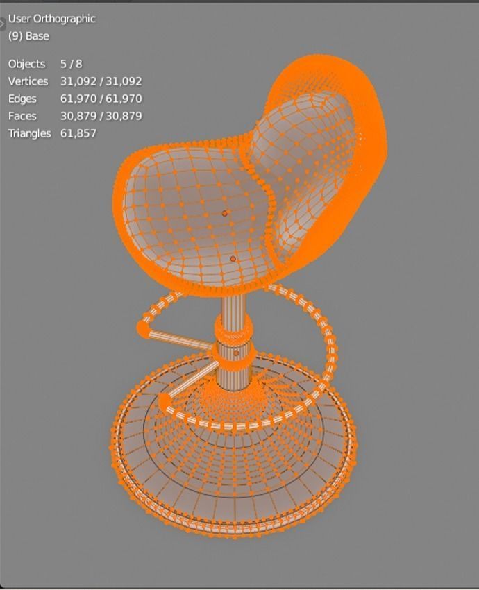 Bar stool retro 3D model_11