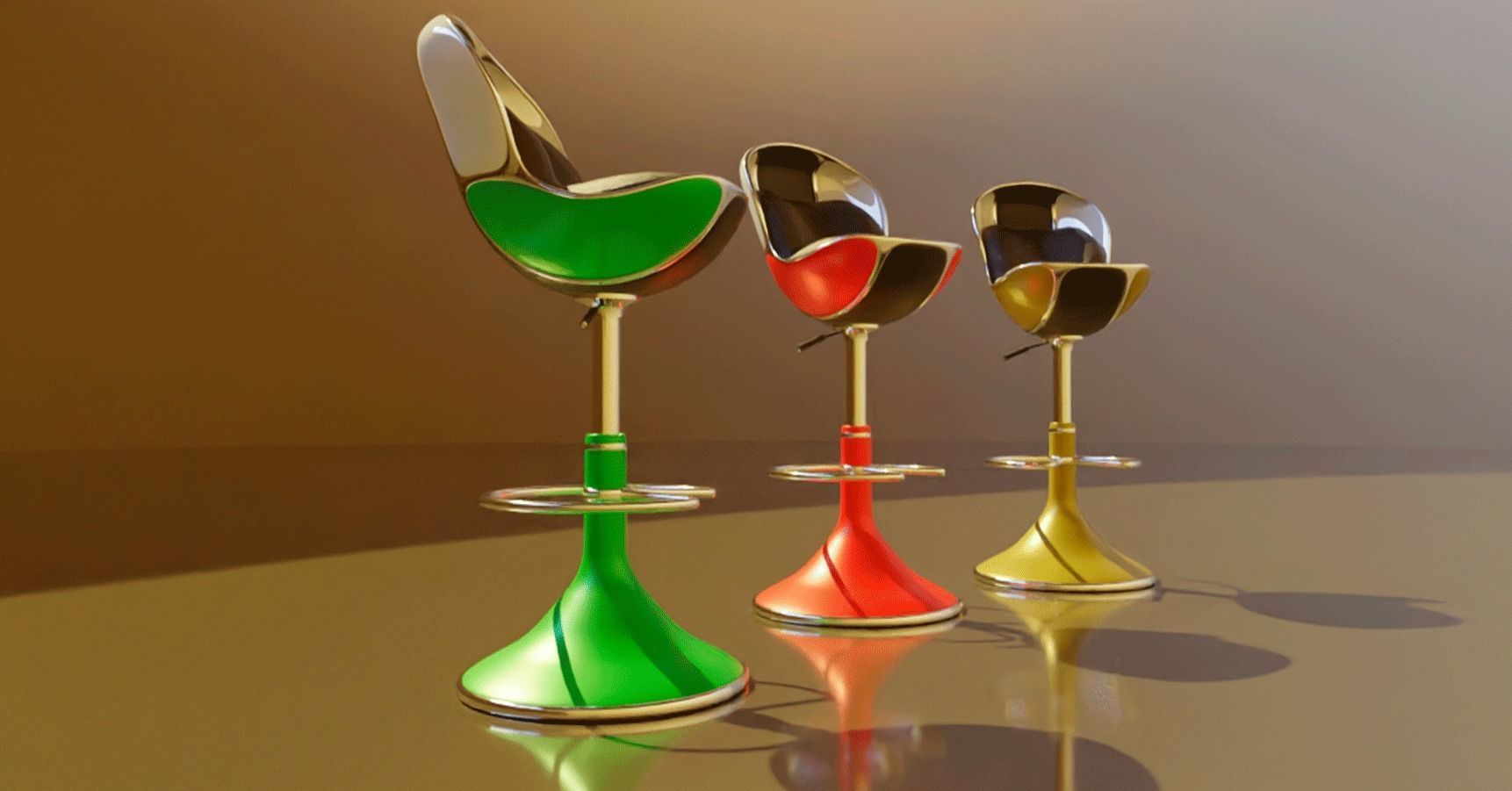 Bar stool retro 3D model_22