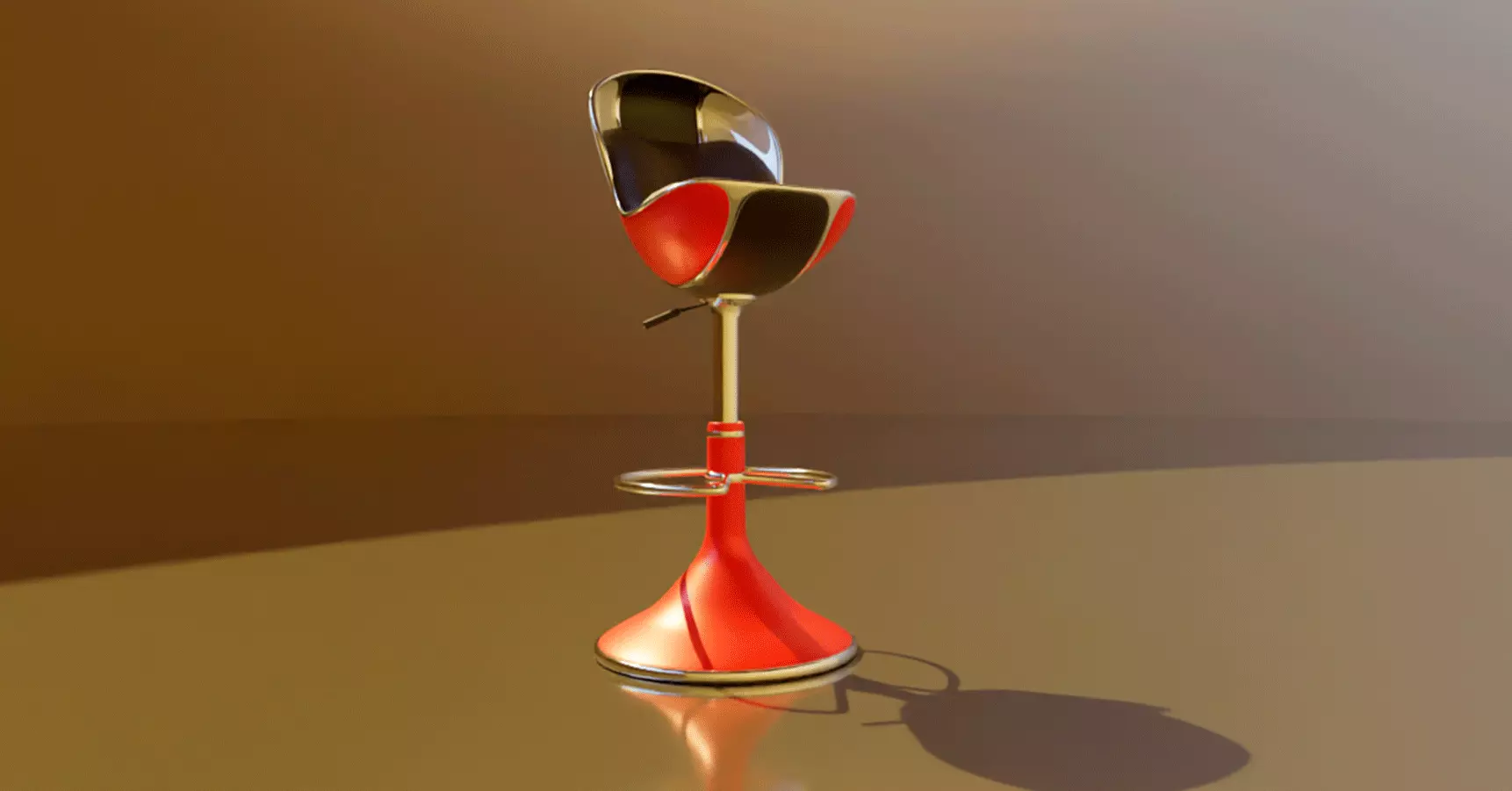 Bar stool retro 3D model_1