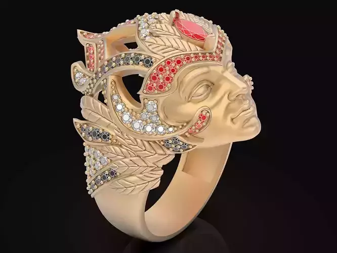 Ring Odile  Man Ring Sculpture jewelry gold face