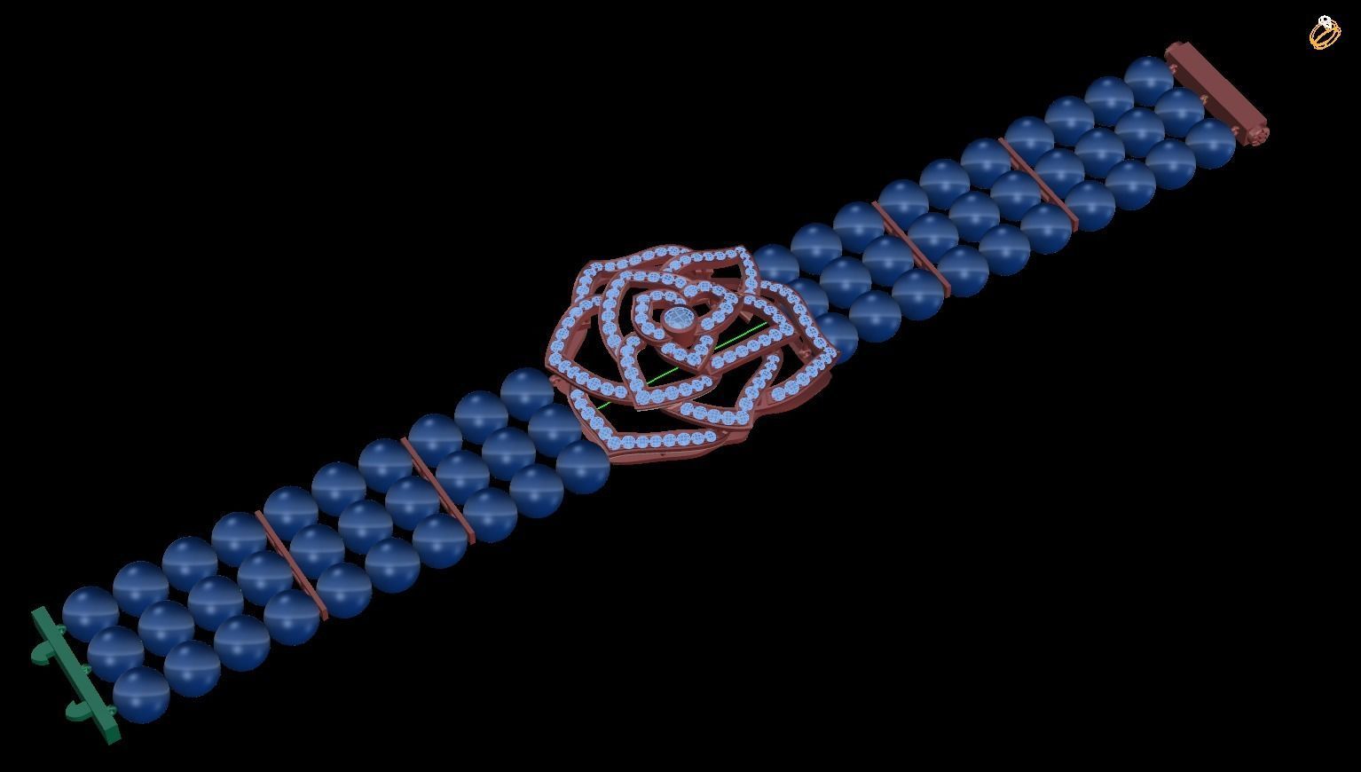 bracelet with rose 3D print model_1