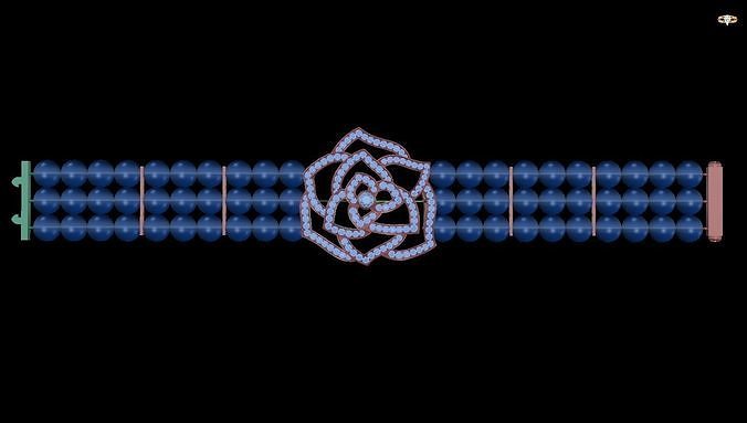 bracelet with rose 3D print model