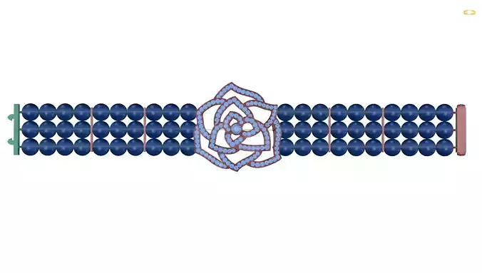 bracelet with rose 3D print model