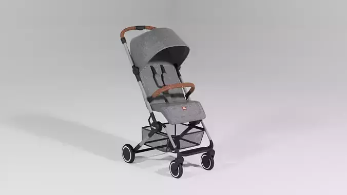ABC Design Ping Diamond Stroller gray fabric for babies S Low-poly 3D model