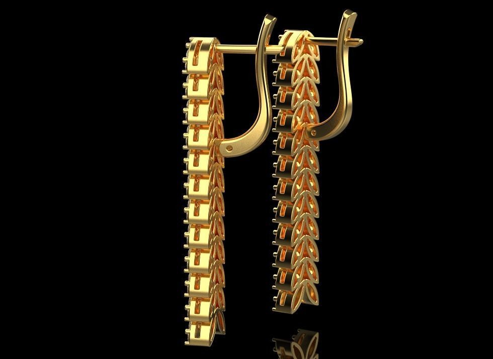 marquise earrings 3D print model_8