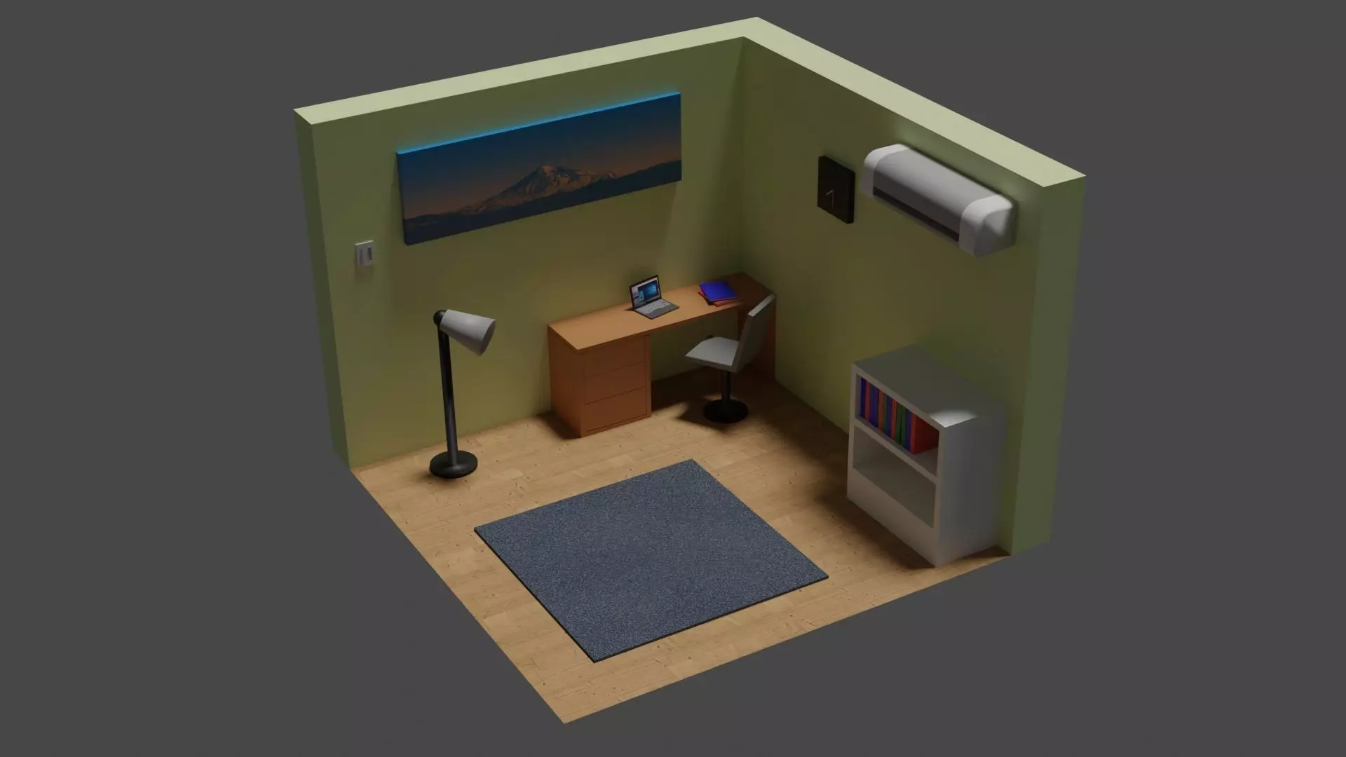 Low Poly Study Room Free low-poly 3D model