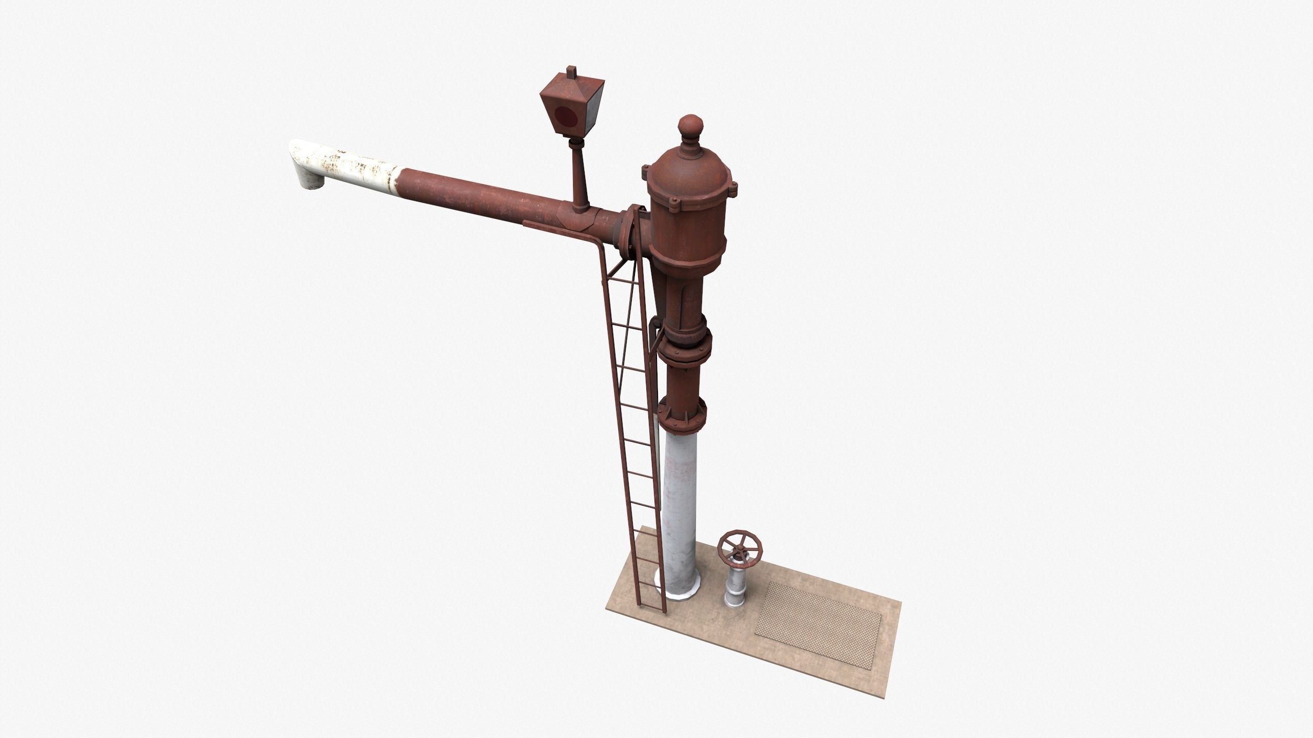 3D Railroad Water Pump Low-poly 3D model_1