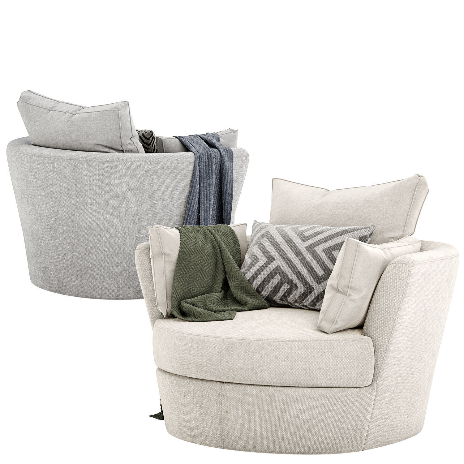 Molly swivel armchair 3D model_2