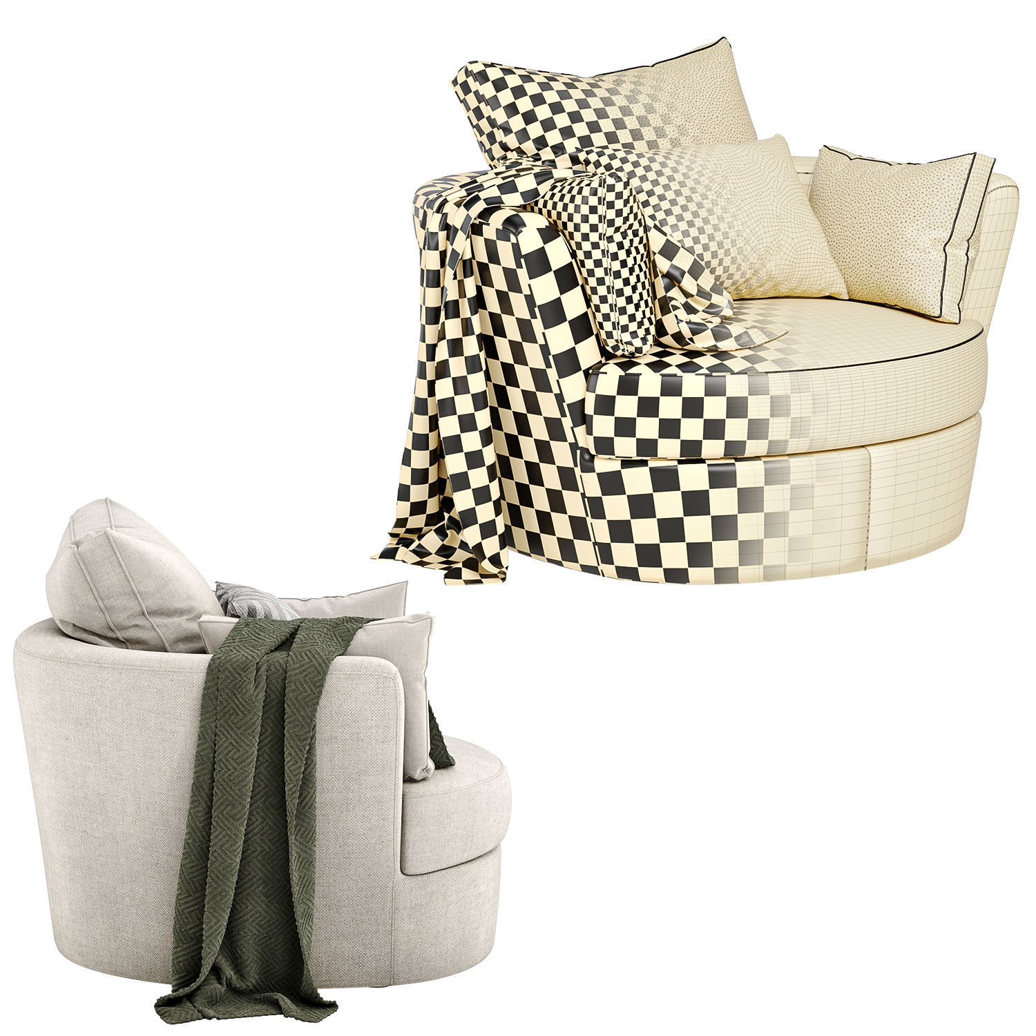 Molly swivel armchair 3D model_3