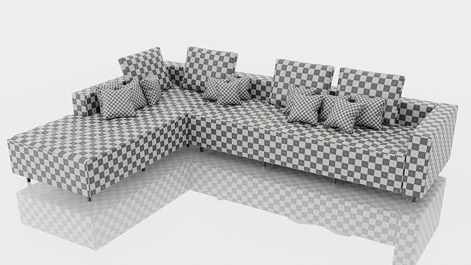 Corner White Sofa 3D model 6