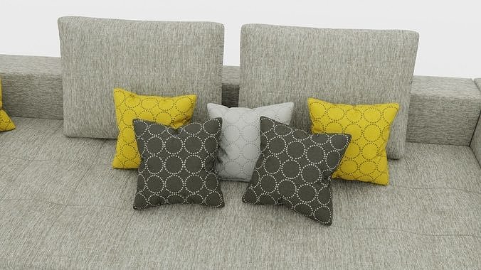 Corner White Sofa 3D model 5