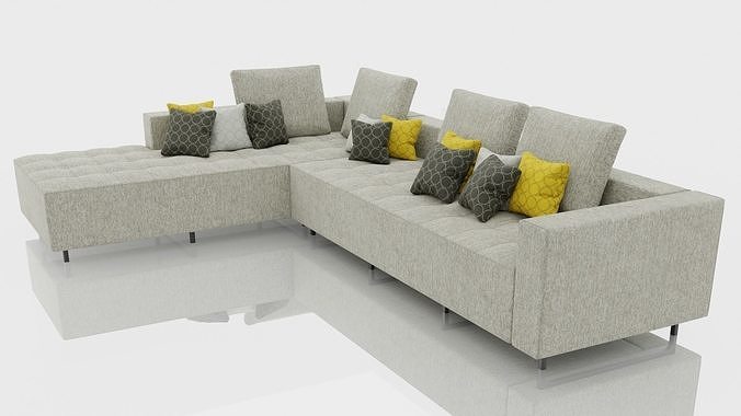Corner White Sofa 3D model 2