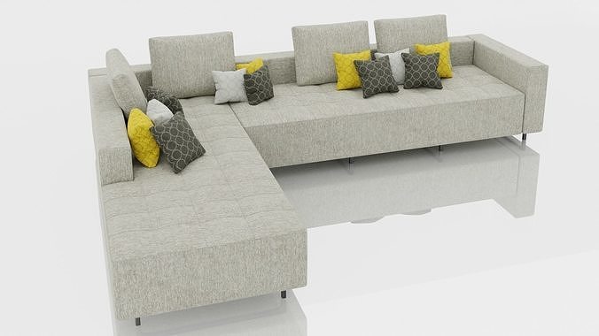 Corner White Sofa 3D model 3