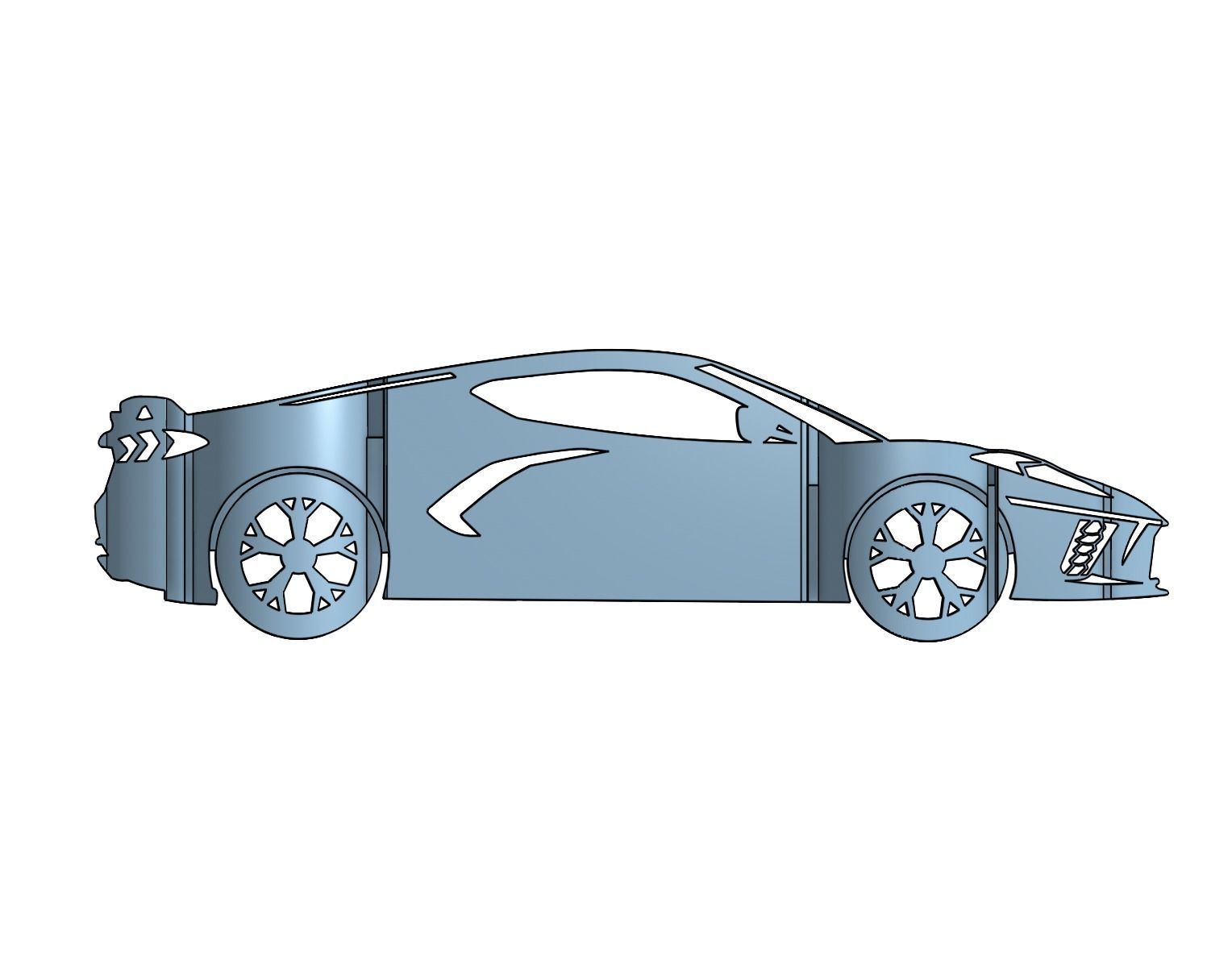 2021 C8 Corvette to 1963 Corvette illusion print 3D print model_2