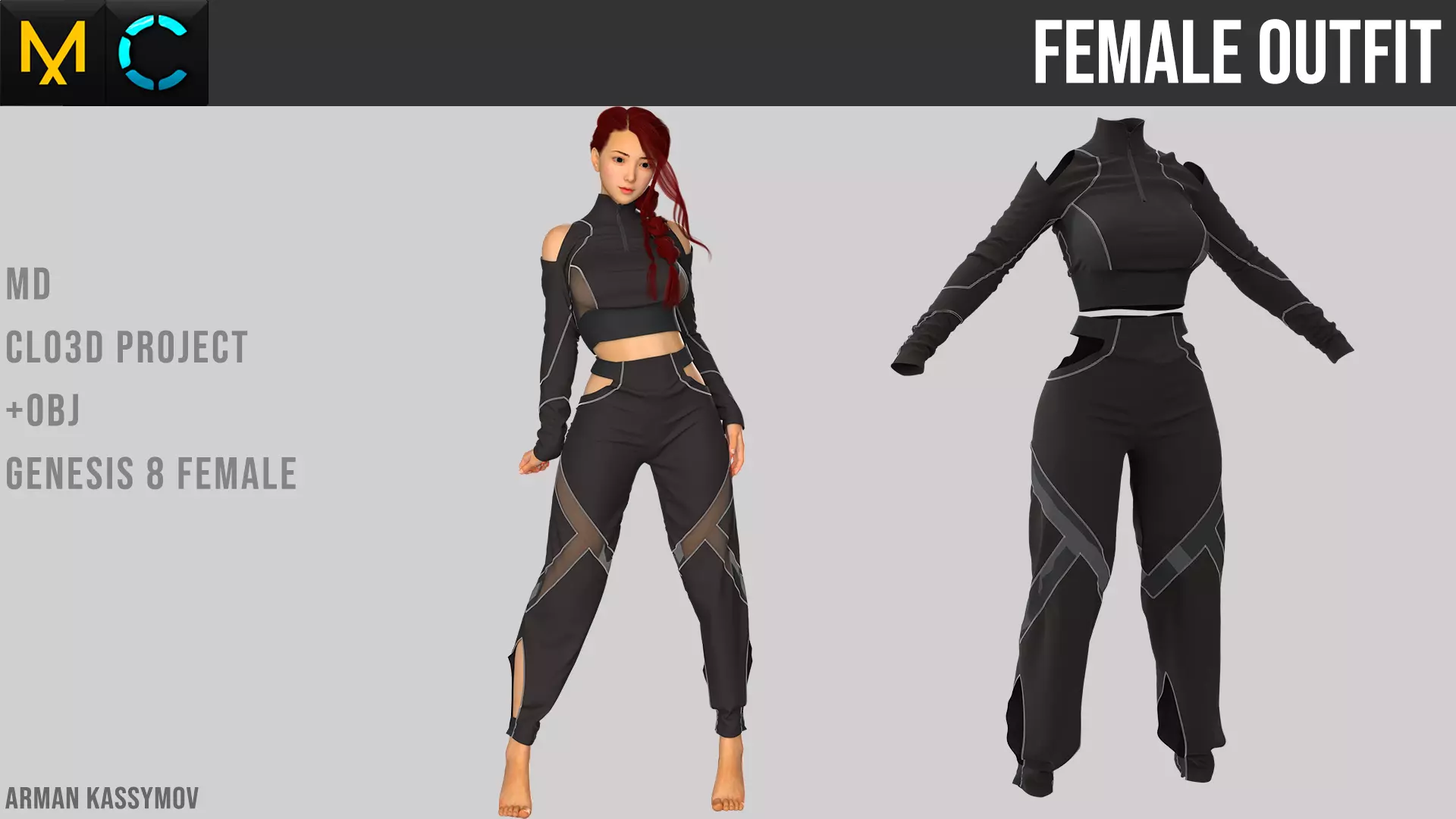 Female Outfit Marvelous Designer Project 3D model_0