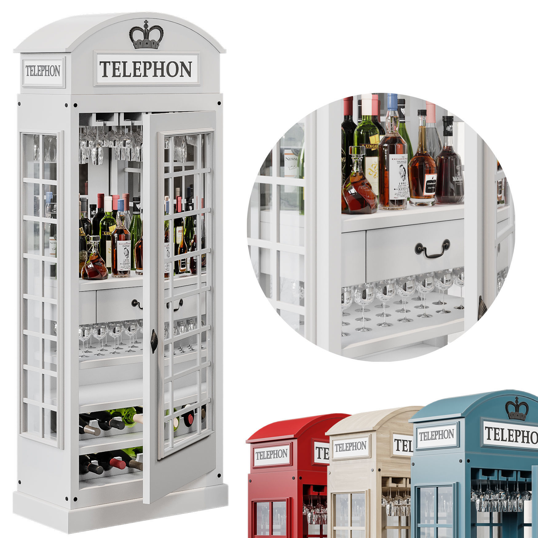 telephonbox telephone booth with wine bottles in it 3D model_1
