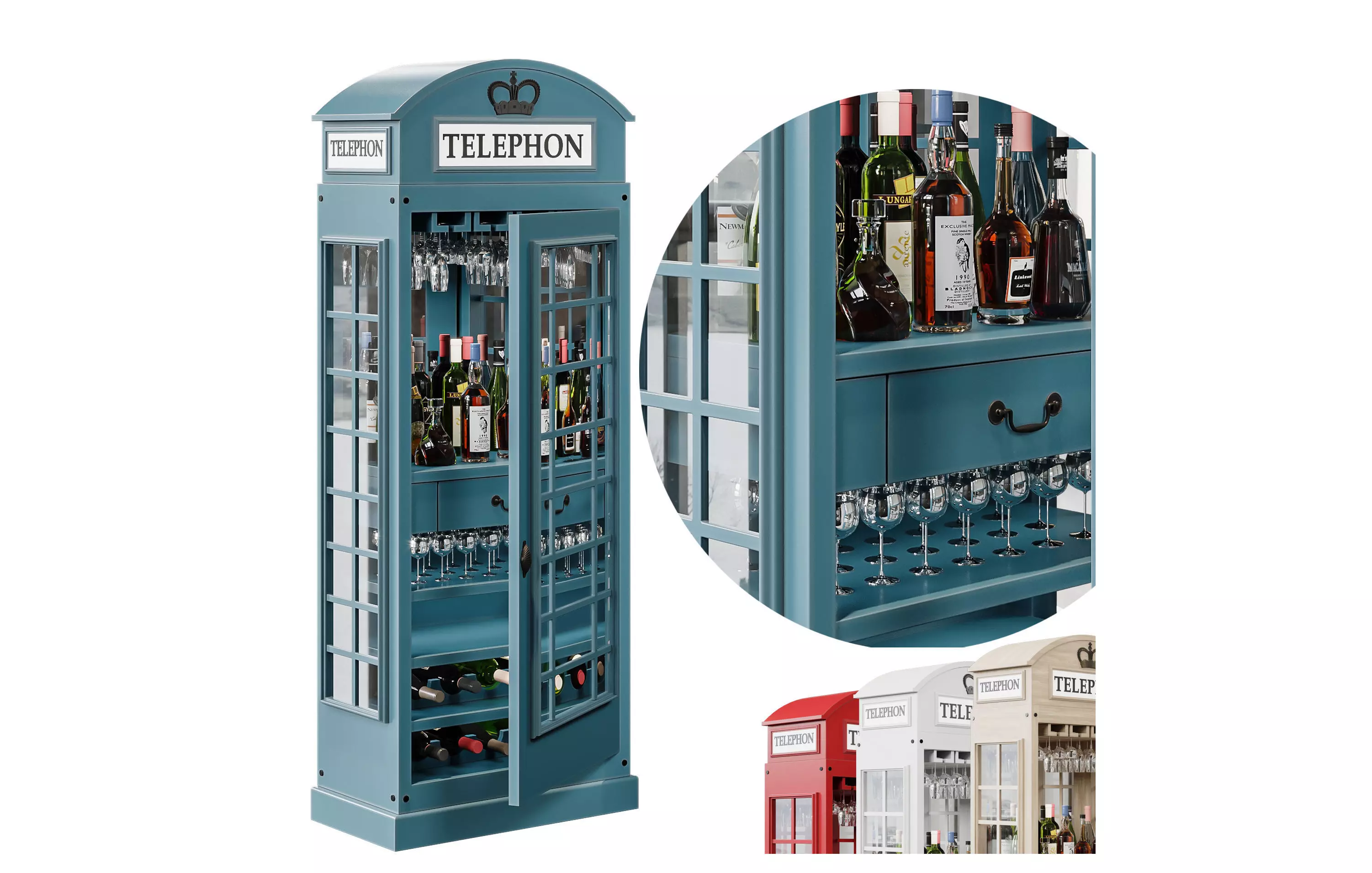 telephonbox telephone booth with wine bottles in it 3D model_0