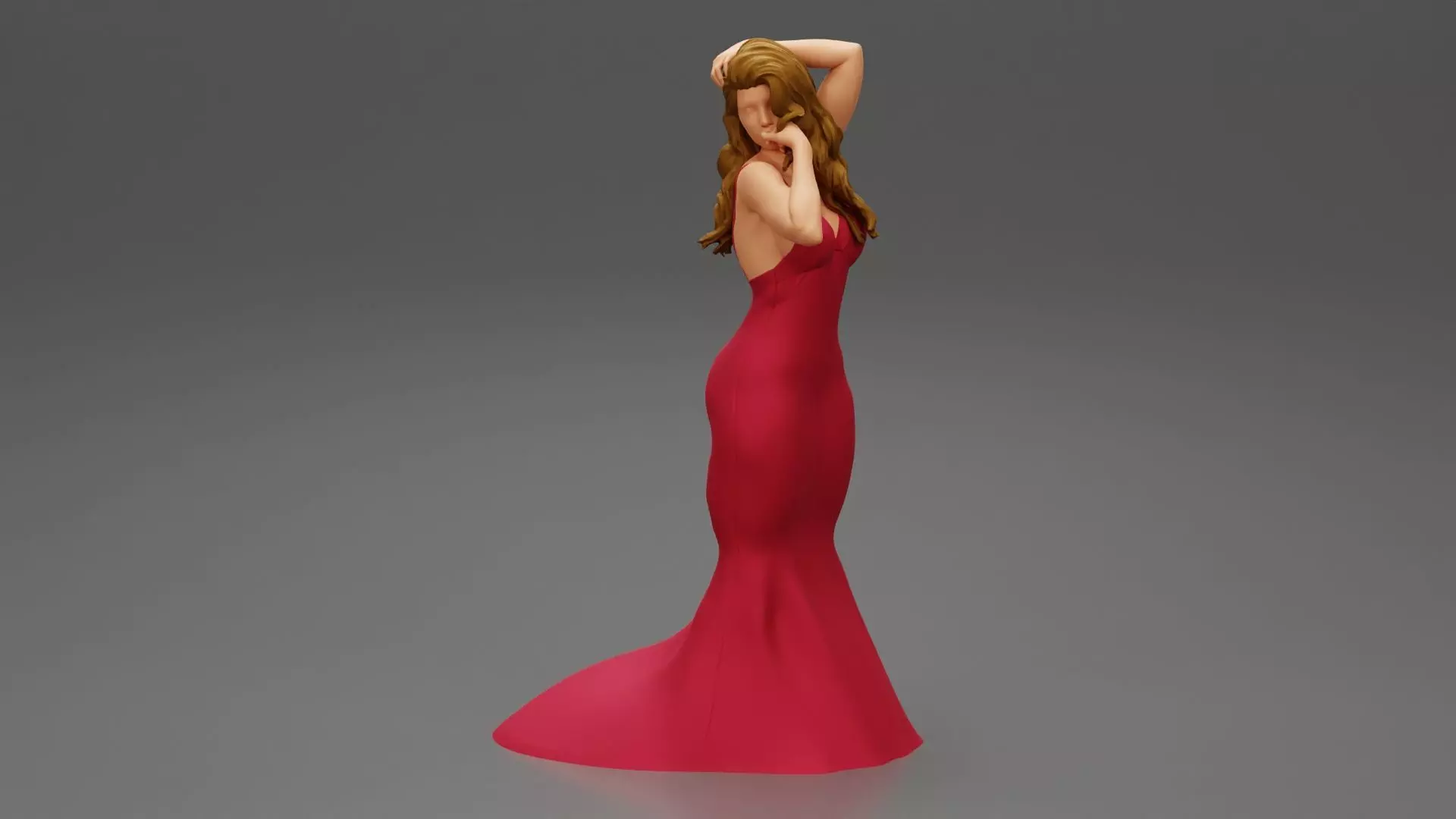 Beautiful Woman in Evening Dress 3D print model_0