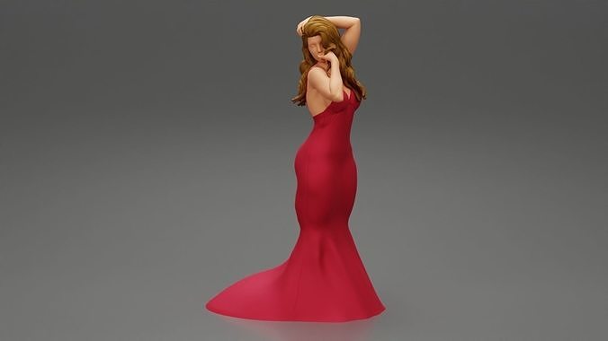 Beautiful Woman in Evening Dress 3D print model