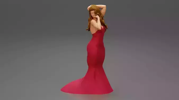 Beautiful Woman in Evening Dress 3D print model