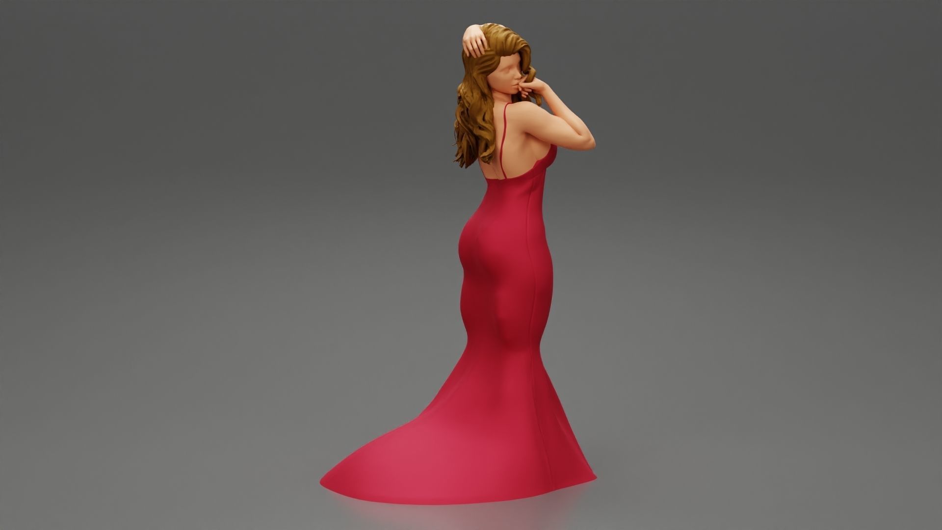 Beautiful Woman in Evening Dress 3D print model_2