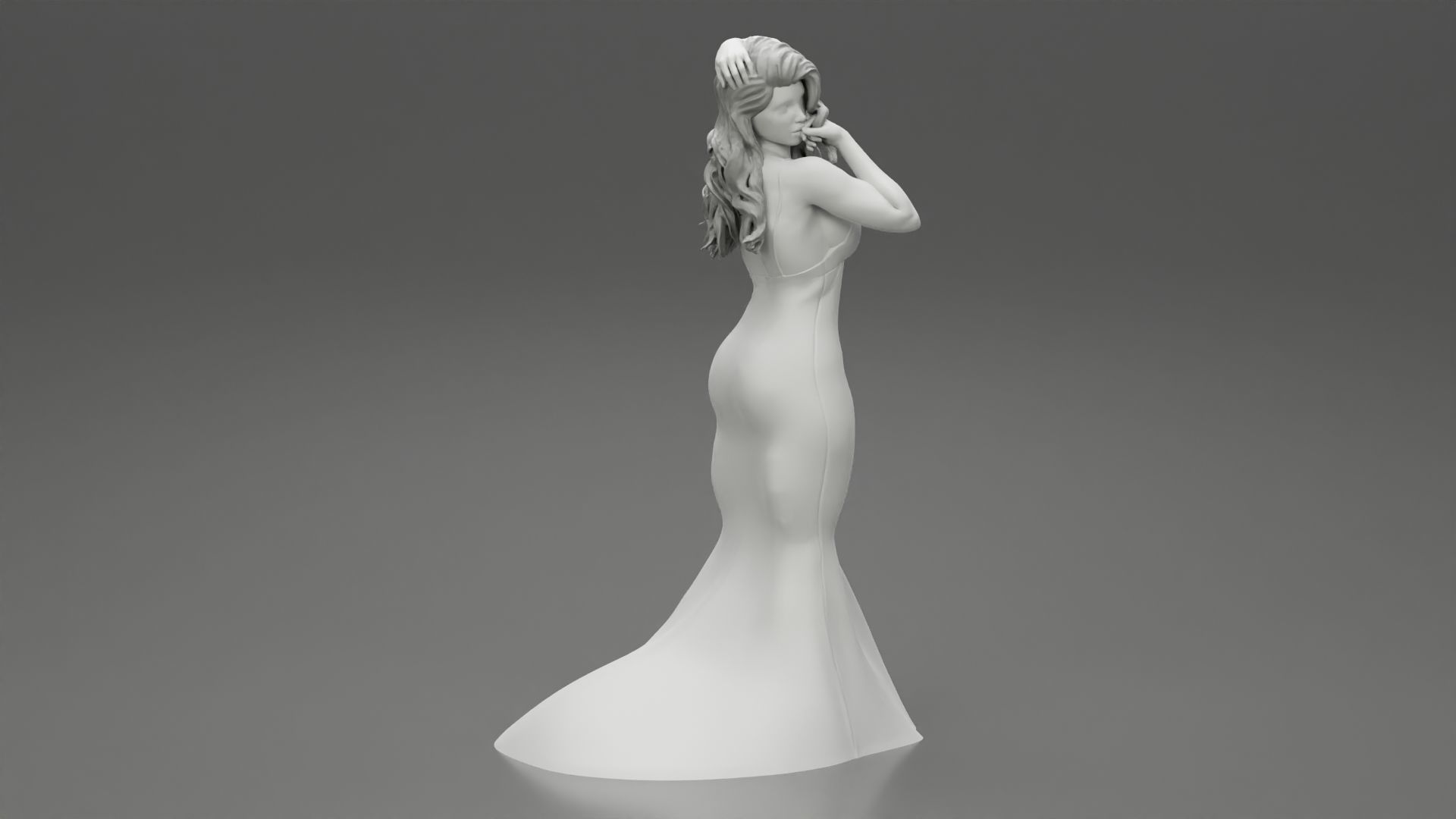 Beautiful Woman in Evening Dress 3D print model_3